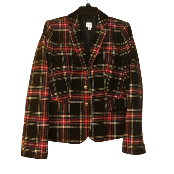 J crew Stewart tartan wool-blend plaid holiday schoolboy blazer size 8 j.crew - Picture 2 of 8